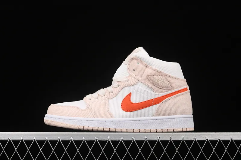 All categories Air Jordan Jordan series basketball shoes Air Jordan 1 Mid Air Jordan 1 Mid AJ1 Joe 1 corduroy orange Zhongbang basketball shoes DA8009-108